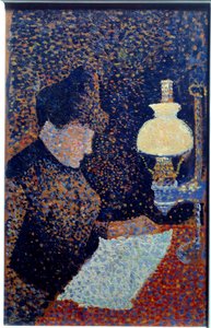 Donna sotto la lampada. Puntinismo. Dipinto di Paul Signac da Paul Signac