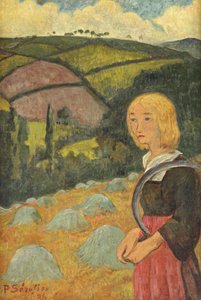 Giovane ragazza bretone e covoni di fieno, 1924 da Paul Sérusier