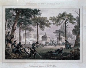 Truppe nel Parc Royal, Bruxelles, 25 settembre 1830, inciso da Dewasme-Pletinckx da Paulus (after) Lauters