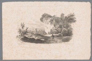 Paesaggio con figure vicino a una roccia da Paulus Lauters