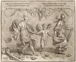 Cupido che balla con due donne allegoriche da Paulus Moreelse