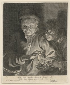 Vecchia donna e ragazzo con candela da Paulus Pontius