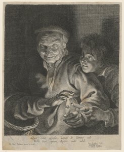 Vecchia e ragazzo con candela da Paulus Pontius