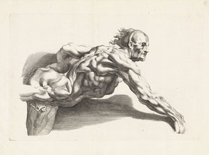 Studio anatomico di uomo chinato
