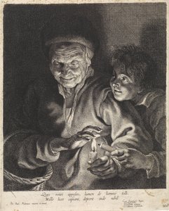 Vecchia donna e ragazzo con candele da Paulus Pontius