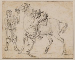 Un uomo monta il suo cavallo da Paulus Potter