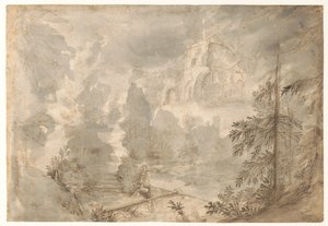 Paesaggio montano con rovine da Paulus Willemsz. van Vianen