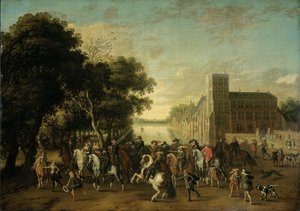 Il principe Maurits, accompagnato dal principe Frederik Hendrik, da Federico V di Boemia e da sua moglie Elisabetta Stuart, e altri, al Buitenhof, L