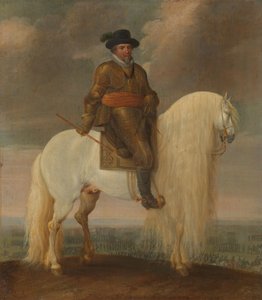 Il principe Maurits a cavallo del cavallo bianco donatogli dopo la sua vittoria a Nieuwpoort da Pauwels van Hillegaert
