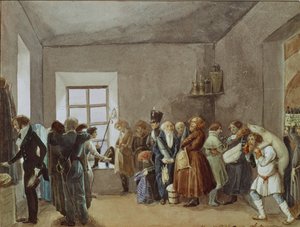 Sala di ricevimento del commissario di polizia la notte prima di una festa da Pavel Andreevich Fedotov