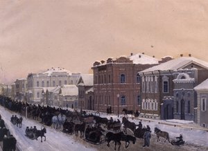 Tomsk, via Magistratskaya durante il Carnevale del 1897