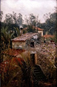 Scena italiana con una villa da Peder Monsted