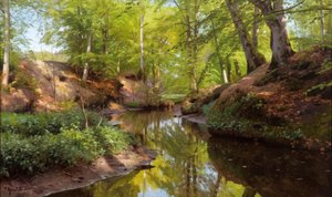 Peder Mønsted, Giorno soleggiato al ruscello della foresta da Peder Monsted