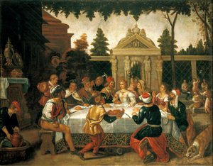 Festa di nozze di Isacco e Rebecca, di un artista della scuola di Pedro Orrente (1580-ca 1645) da Pedro (school of) Orrente