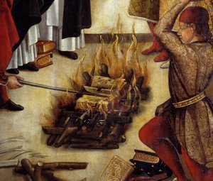 Dettaglio di San Domenico e gli Albigesi (Il miracolo di Fanjeaux) da Pedro Berruguete