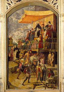 Inquisizione: Autodafé presieduto da San Domenico di Guzman (1170-1221), fondatore dell