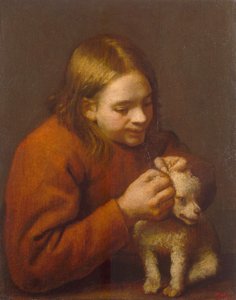 Ragazzo che cerca pulci su un cane, 1650 da Pedro Nuñez de Villavicencio