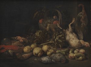 Natura morta con frutta e uccelli da Peeter Gijsels