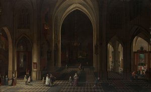 Interno di una chiesa gotica di notte guardando verso est da Peeter Neeffs (I)
