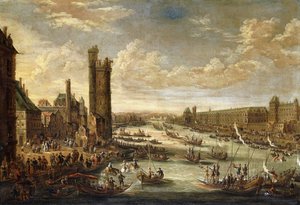 Una vista di Parigi verso il Louvre e la Tour de Nesle, 1671-77 da Peeter or Pieter Bout