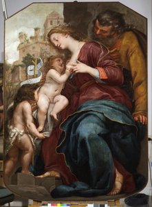La Sacra Famiglia con San Giovanni Battista (olio su tela)