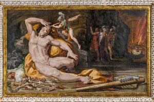 Ulisse acceca Polifemo (dettaglio) da Pellegrino Tibaldi