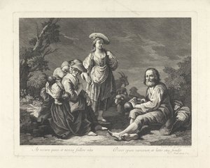 Famiglia di pastori in un paesaggio da Pellegrino dal Colle