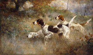 I tre setter, Bob, Bill e Ginger su un triplo punto da Percival Leonard Rosseau
