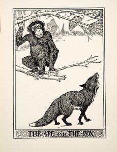 La Scimmia e la Volpe, da Cento Favole di Esopo, pub.1903 (incisione) da Percy J. Billingshurst