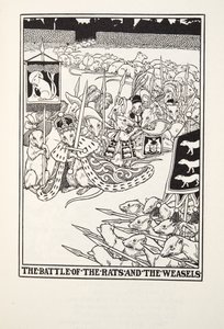 La battaglia dei topi e delle donnole, dalle Favole di Fontaine, pub. 1905 da Percy J. Billingshurst