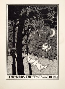 Gli Uccelli, le Bestie e il Pipistrello, da Cento Favole di Esopo, pub.1903 (incisione) da Percy J. Billingshurst