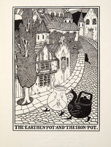 La pentola di terracotta e la pentola di ferro, dalle Favole di Fontaine, pub. 1905