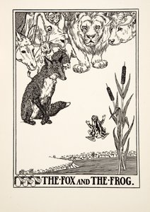 La Volpe e la Rana, da Cento Favole di Esopo, pub.1903 (incisione) da Percy J. Billingshurst