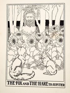 La Volpe e la Lepre a Giove, da Cento Favole di Esopo, pub.1903