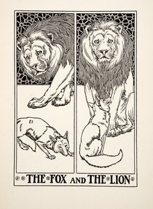 La Volpe e il Leone, da Cento Favole di Esopo, pub. 1903