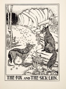 La volpe e il leone malato, da Cento favole di Esopo, pub.1903 da Percy J. Billingshurst