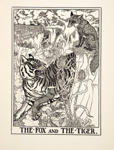 La Volpe e la Tigre, da Cento Favole di Esopo, pub. 1903 da Percy J. Billingshurst