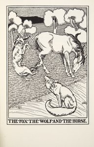 La volpe, il lupo e il cavallo, da Fontaine Fables, pub. 1905