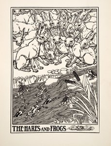 Le lepri e le rane, da Cento favole di Esopo, pub.1903