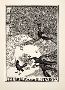 La taccola e i pavoni, da Cento favole di Esopo, pub.1903