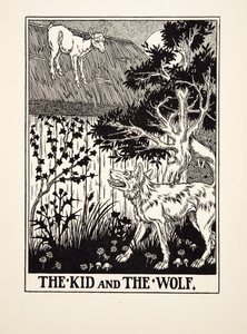 Il Capretto e il Lupo, da Cento Favole di Esopo, pub.1903 da Percy J. Billingshurst