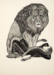 Il leone e il suo custode, da Cento aneddoti di animali, pub. 1924 da Percy J. Billingshurst