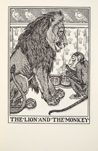 Il leone e la scimmia, dalle Favole di Fontaine, pub. 1905