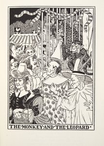 La scimmia e il leopardo, da Fontaine Fables, pub. 1905 da Percy J. Billingshurst