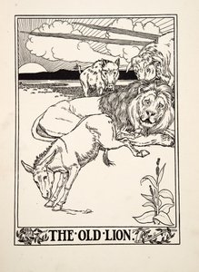 Il vecchio leone, da Cento favole di Esopo, pub.1903