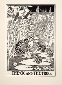 Il bue e la rana, da Cento favole di Esopo, pub.1903