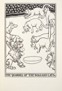 La lite tra cani e gatti, da Fontaine Fables, pub. 1905