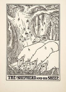 Il Pastore e le sue Pecore, da Cento Favole di Esopo, pub. 1903 da Percy J. Billingshurst