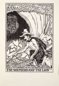 Il pastore e il leone, dalle Favole di Fontaine, pub. 1905 da Percy J. Billingshurst