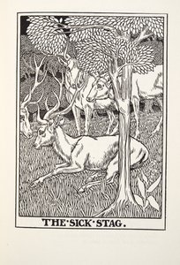 Il cervo malato, da Fontaine Fables, pub. 1905